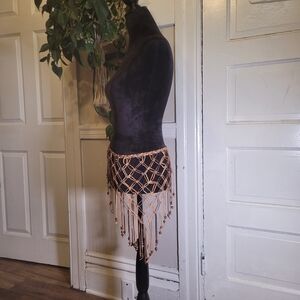 Vtg Elegant Beaded Fringe Over Skirt/Bathingsuit Cover